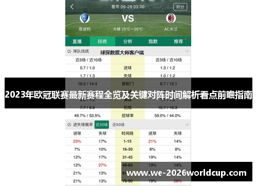 2023年欧冠联赛最新赛程全览及关键对阵时间解析看点前瞻指南 2023年欧冠联赛最新赛程全览及关键对阵时间解析看点前瞻指南